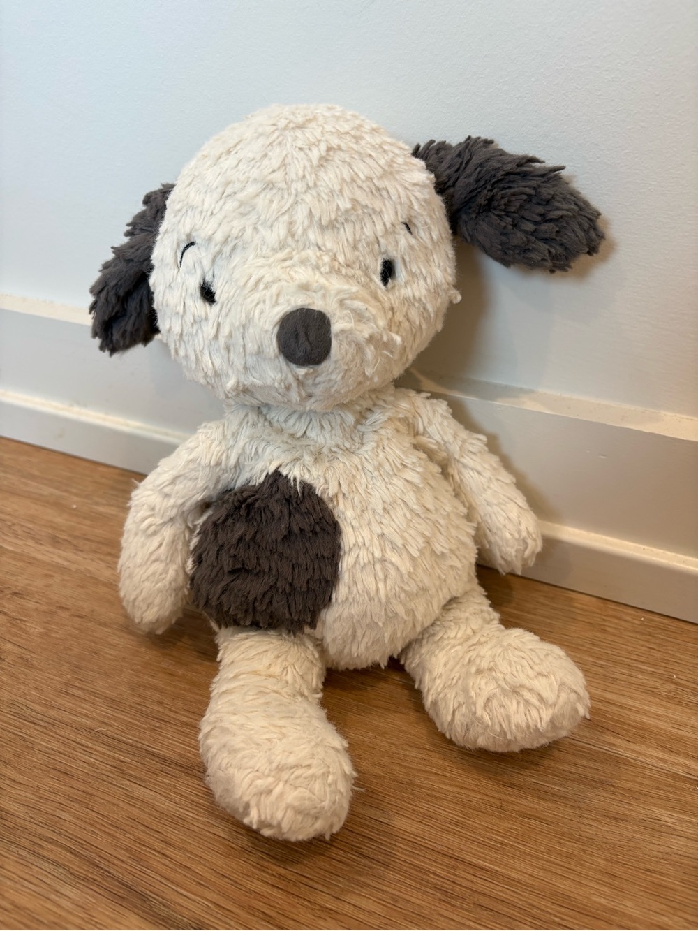 Jellycat RARE Squishu Puppy Dog Plush Stuffed Animal Stuffie White & Gray 13”